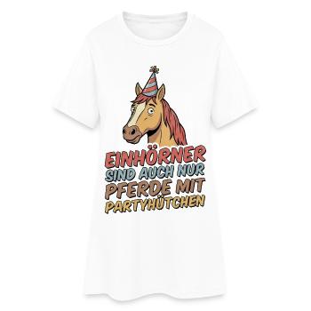 Cheval de fête avec chapeau - Robe T-shirt Femme - blanc - Devant