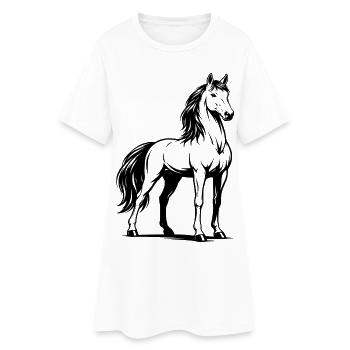 Pferd_stehend_Schwarz - Women’s T-Shirt Dress - white - Front