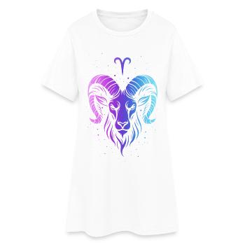 Bunter Aries Tierkreis - Frauen T-Shirt-Kleid - Weiß - Vorne