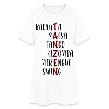 Tanzen Bachata Salsa Tango Kizomba Merengue Swing - Frauen T-Shirt-Kleid - Weiß - Vorne