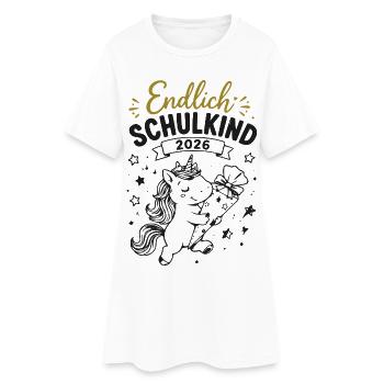 Endlich Einschulung 2026 Einhorn Geschenk - Frauen T-Shirt-Kleid - Weiß - Vorne