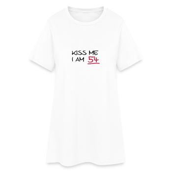 kiss me i am 54 birthday (fr) - Robe T-shirt Femme - blanc - Devant