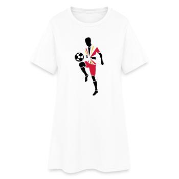 Joueur de foot avec ballon de foot - Robe T-shirt Femme - blanc - Devant