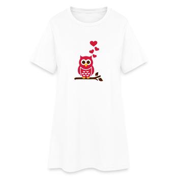 Eule - Frauen T-Shirt-Kleid - Weiß - Vorne