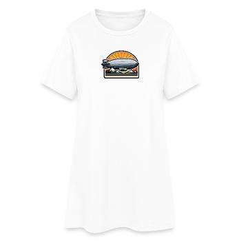 Sonnenaufgang Zeppelin über Bergen - Frauen T-Shirt-Kleid - Weiß - Vorne