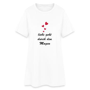liebe geht durch den Magen - Frauen T-Shirt-Kleid - Weiß - Vorne