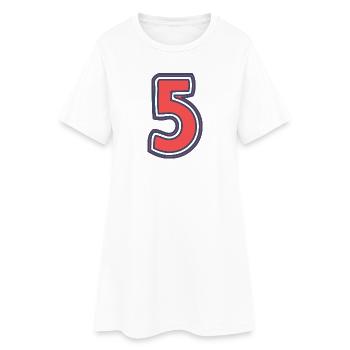 5. 5 ANS. 5e ANNIVERSAIRE. ANNIVERSAIRE 5 ANS - Robe T-shirt Femme - blanc - Devant