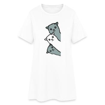 3 Alpacas Llamas Looking Curious Animal Heads Joy - Women’s T-Shirt Dress - white - Front