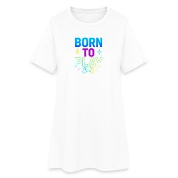 Born to Play – Cooles Gamer Design in Neonfarben - Frauen T-Shirt-Kleid - Weiß - Vorne