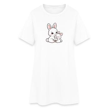 Mama Hase kuschelt mit ihrem süßen Baby - Frauen T-Shirt-Kleid - Weiß - Vorne