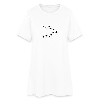b i r d650 - Frauen T-Shirt-Kleid - Weiß - Vorne