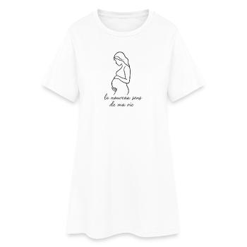 Femme enceinte minimaliste cadeau - Robe T-shirt Femme - blanc - Devant