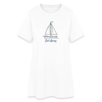 Sail Away Sailing Boat Ocean Minimal Design - Frauen T-Shirt-Kleid - Weiß - Vorne
