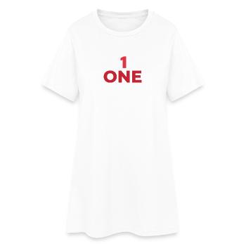 DESIGNE CHIFFRE UN EN ROUGE - Robe T-shirt Femme - blanc - Devant