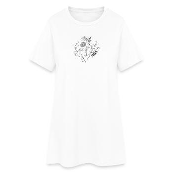 Blumen - Frauen T-Shirt-Kleid - Weiß - Vorne