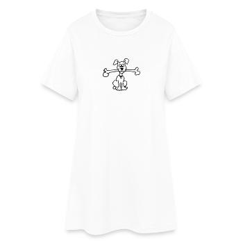 Hund - Frauen T-Shirt-Kleid - Weiß - Vorne