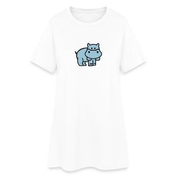 Nilpferd - Frauen T-Shirt-Kleid - Weiß - Vorne