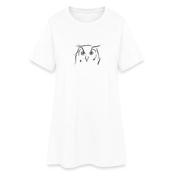 Uhu - Strichzeichnung Geschenkidee Geschenk - Frauen T-Shirt-Kleid - Weiß - Vorne