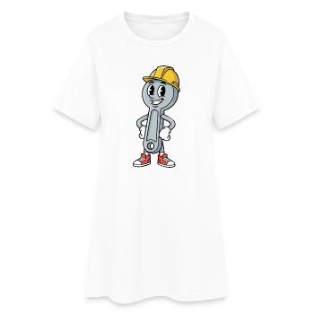 Technicien Dessin animé Clé Humour Mécanique - Robe T-shirt Femme - blanc - Devant