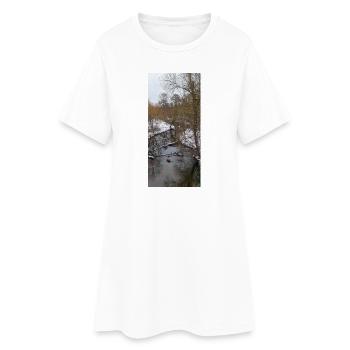 Rivière d’hiver dans le brouillard - Robe T-shirt Femme - blanc - Devant