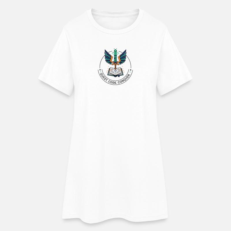Quest. Code. Conquer Emblem - Frauen T-Shirt-Kleid - Weiß