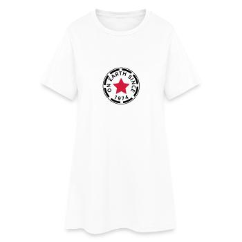 on earth since 1974 (de) - Frauen T-Shirt-Kleid - Weiß - Vorne