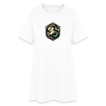 Heraldischer Pferde-Drache - Frauen T-Shirt-Kleid - Weiß - Vorne