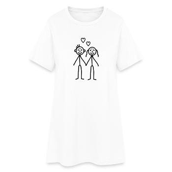 Strichmännchen verliebt - Frauen T-Shirt-Kleid - Weiß - Vorne