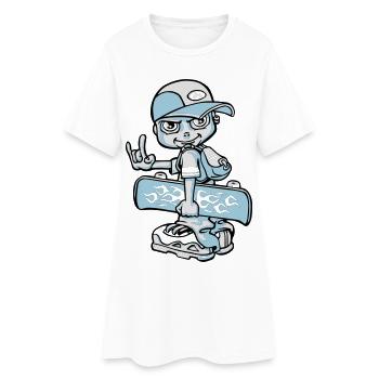 Garçon et son skateboard flex - Robe T-shirt Femme - blanc - Devant