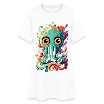 Octopus Squid - Bébé calmar Poulpe - Robe T-shirt Femme - blanc - Devant