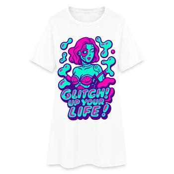 Glitch up your life! Cyborg Woman - Women’s T-Shirt Dress - white - Front