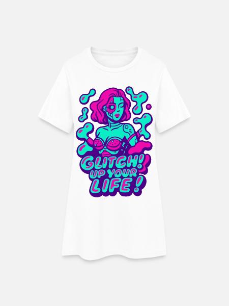 Glitch up your life! Cyborg Woman - Women’s T-Shirt Dress - white