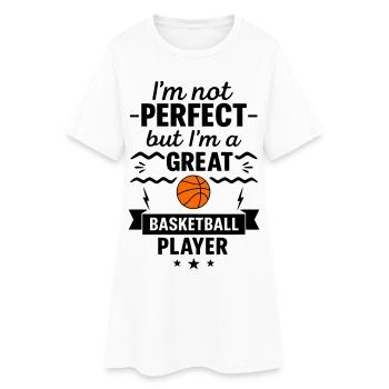 Nicht perfekt aber ein super Basketballer - Frauen T-Shirt-Kleid - Weiß - Vorne