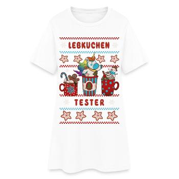 LEBKUCHEN TESTER Einhorn Weihnachten - Frauen T-Shirt-Kleid - Weiß - Vorne