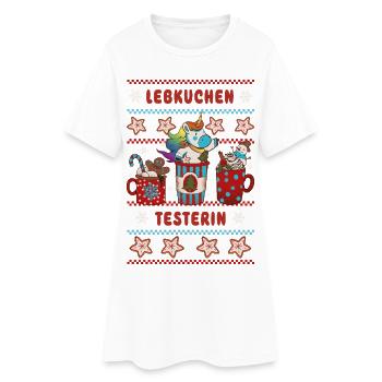 Testeur en pain d’épices avec licorne de Noël - Robe T-shirt Femme - blanc - Devant