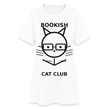 Club du Chat Lecteur - Robe T-shirt Femme - blanc - Devant