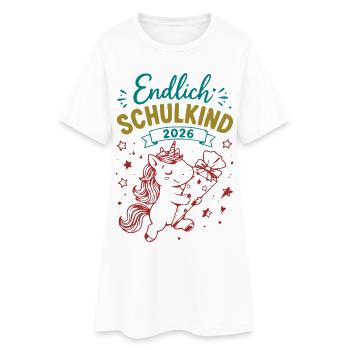 Endlich Schulkind 2026 Unicorn - Frauen T-Shirt-Kleid - Weiß - Vorne