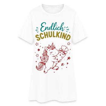 Endlich Schulkind Unicornenfreude - Frauen T-Shirt-Kleid - Weiß - Vorne
