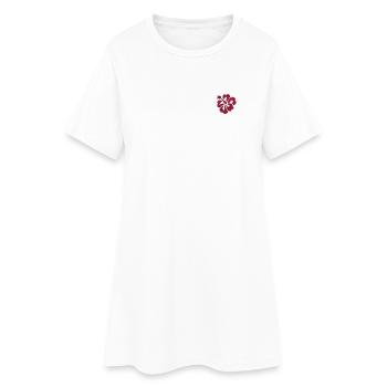 Blume bestickt - Frauen T-Shirt-Kleid - Weiß - Vorne