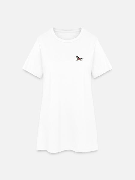Cheval en bois brodé - Robe T-shirt Femme - blanc