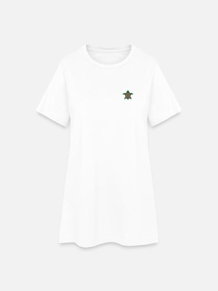Schildkröte bestickt - Frauen T-Shirt-Kleid - Weiß