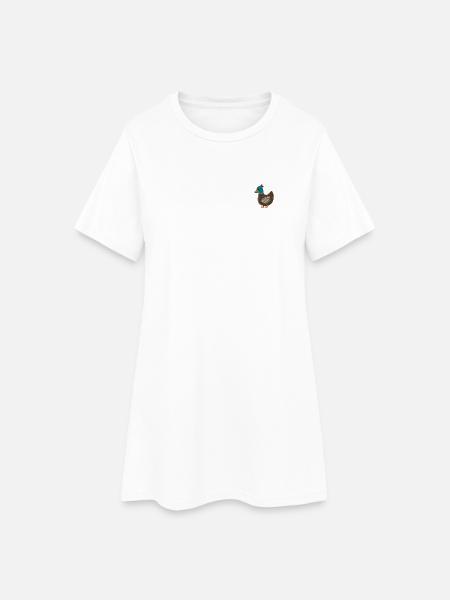 Ente bestickt - Frauen T-Shirt-Kleid - Weiß