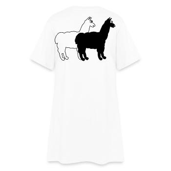 witzige Alpakas  - Frauen T-Shirt-Kleid - Weiß - Hinten
