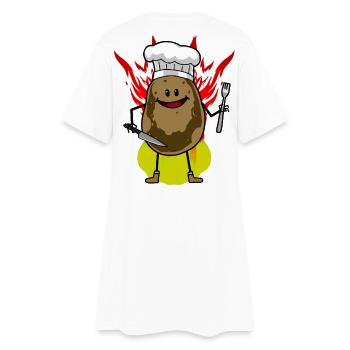 Heiß Kartoffel Bratkartoffel feurig Küche Kochen - Frauen T-Shirt-Kleid - Weiß - Hinten