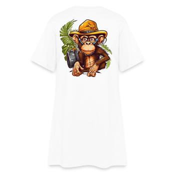 Singe d’aventure avec chapeau safari et sac à dos - Robe T-shirt Femme - blanc - Dos