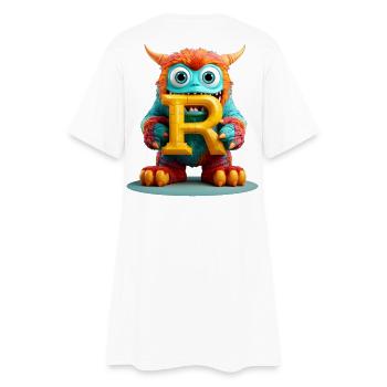 Bunter Monster mit Buchstabe R - Frauen T-Shirt-Kleid - Weiß - Hinten