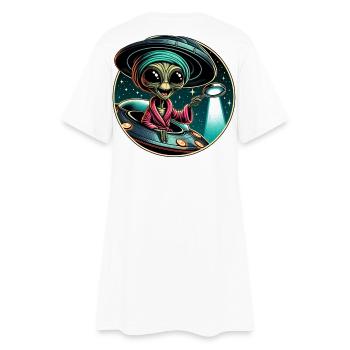 Alien detective in UFO light - Women’s T-Shirt Dress - white - Back