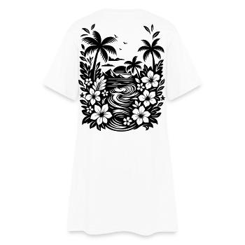 Urlaub Strand und Palmen - Frauen T-Shirt-Kleid - Weiß - Hinten