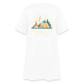 Aventure au campement: Tente et Feu - Robe T-shirt Femme - blanc - Dos