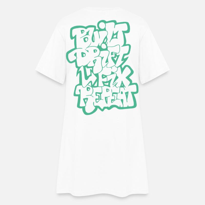 Dérivée construite Fix Répéter 04 - Robe T-shirt Femme - blanc